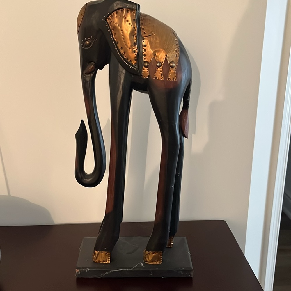 Wooden Elephant Sculpture home accent art decor African Safari theme